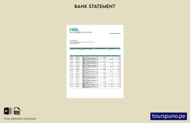listo para imprimir plantilla de word   extracto bancario HBL de Pakistán
